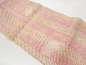 紗 変わり織縞に地紙模様織出し名古屋帯